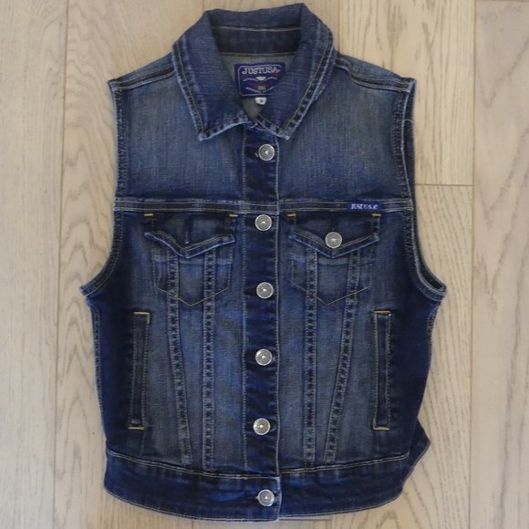 Just USA Vintage Navy Blue Small Denim Vest - Picture 1 of 4
